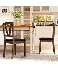 Gouun Leather Upholstered Dining Chairs Set of 2 with Rubber Wood Frame