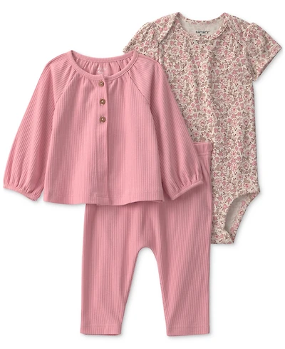 Carter's Baby Girls' Bodysuit, Cardigan and Pants, 3-Piece Set