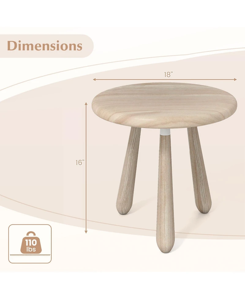 Gymax 18'' Round End Table Outdoor Mahogany Wood Side Table with Thickened Board