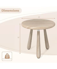 Gymax 18'' Round End Table Outdoor Mahogany Wood Side Table with Thickened Board