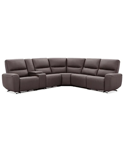 Symond 6-Piece Leather 2 Power Motion Sectional Sofa