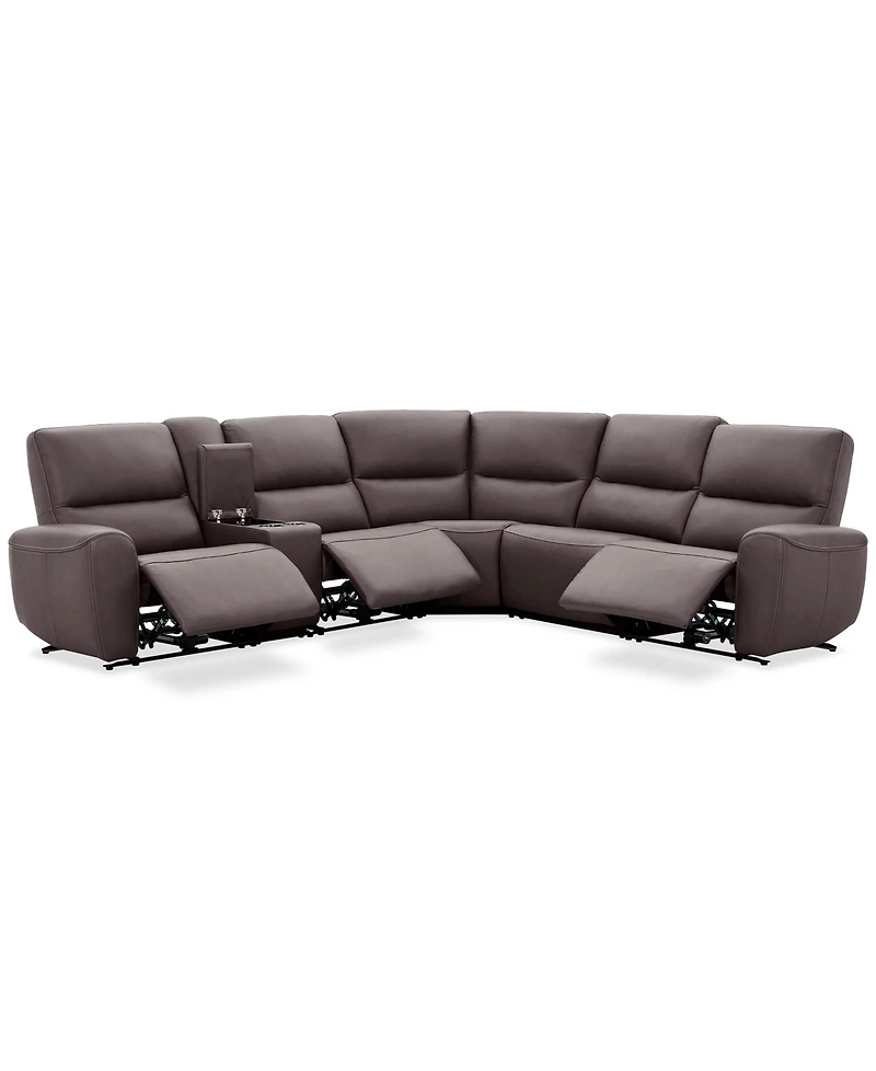 Symond 6-Piece Leather 3 Power Motion L-Shape Sectional Sofa