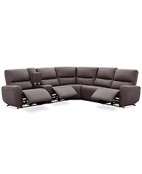 Symond 6-Piece Leather 3 Power Motion L-Shape Sectional Sofa