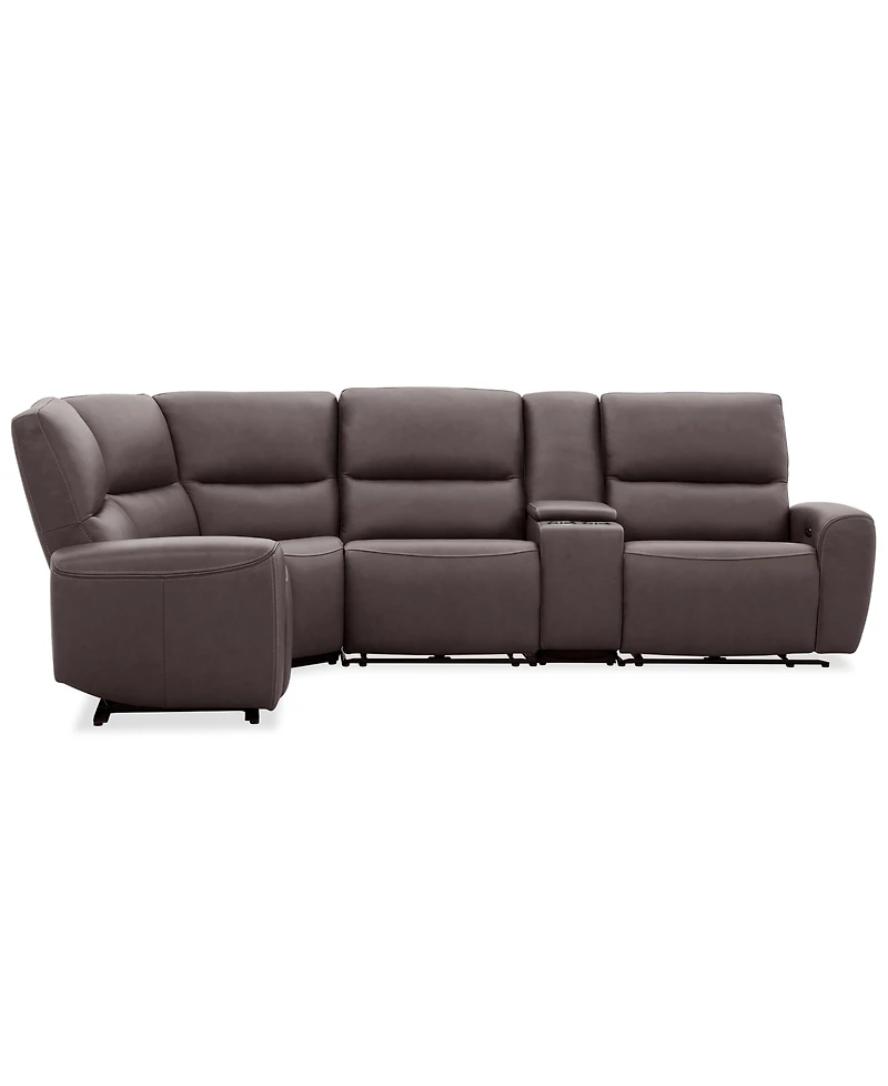 Symond 5-Piece Leather 3 Power Motion Sectional Sofa