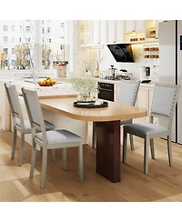 Slickblue Set of 2 Farmhouse Fabric Upholstered Dining Chairs for Kitchen and Dining Room