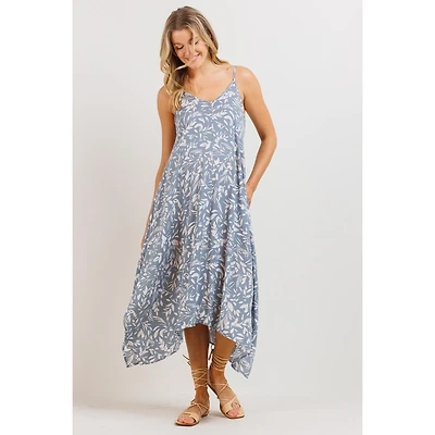 Hello Miz Maternity Floral V-Neck Spaghetti Strap Midi Dress with Pockets