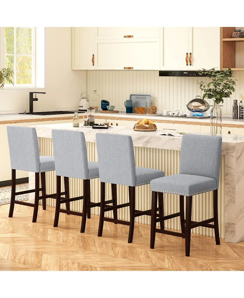 Slickblue Set of 2 Counter Height Bar Chairs with Cushioned Seat and Back Support
