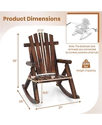 Gouun Patio Rocking Chair Fir Wood with High Backrest