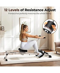 Fed Fitness Compact Hydraulic Rowing Machine for Home, 12 Resistance Levels, 300LBS Weight Capacity, Full Body Workout Rower