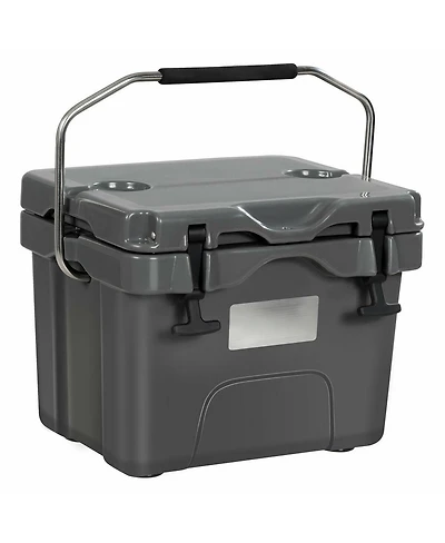Gouun 16-Quart 24-Can Portable Insulated Ice Cooler with 2 Cup Holders, Lightweight Camping Chest