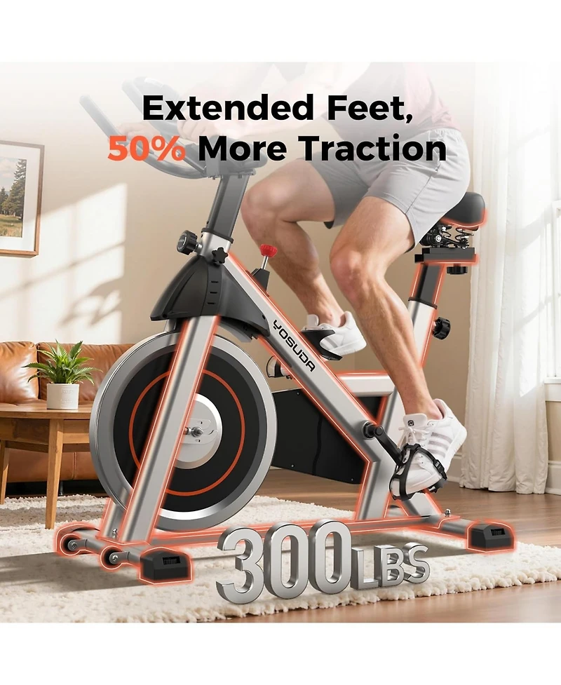 Fed Fitness Friction 1.0 Stationary Bike, 300lb Capacity Brake Pad Exercise Bike with App, Tablet Holder and Fitness Courses for Home Workout