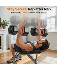 Fed Fitness 55LB Pro Advanced Adjustable Dumbbell Set Pair 10-Level Weights Double Adjustment Gears Flexible Quick Adjust Home Gym Fitness Equipment