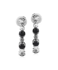 American West Jewelry Sterling Silver Agate 1 Inch Concha Hoop Earrings