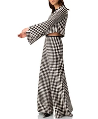 Ivonne Women's Geometric Pattern Sheer Long Sleeve Top