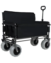 Mondawe 3-in-1 Convertible Folding Storage Wagon Utility Carts - Bench Seat with 180 Littre Capacity, All-Terrain Wheels