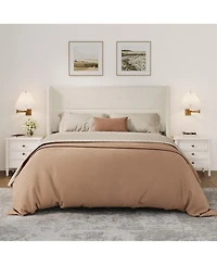 gaomon Bed Frame with Wingback Headboard, Velvet Upholstered Platform Bed Frame, Strong Wooden Slats, No Box Spring Needed