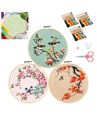 Gnuadz 3 Pack Bird Embroidery Kit Adults Beginners Hoop Needlepoint