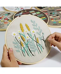 Gnuadz 6 Stage Embroidery Kit Beginners 38 Stitches Instruction Video Stamped Patterns