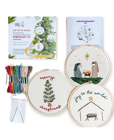 Gnuadz Joy To The World Embroidery Kit Hoop Thread Beginner Adult