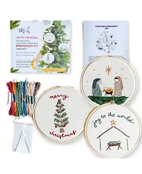 Gnuadz Joy To The World Embroidery Kit Hoop Thread Beginner Adult