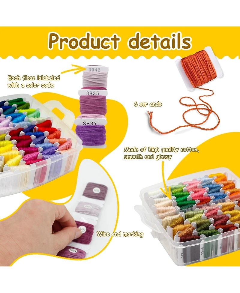 Gnuadz 187pieces Embroidery Floss Cross-stitch Thread Kit Tailoring Tools Friendship Bracelets Sewing Handicraft Diy