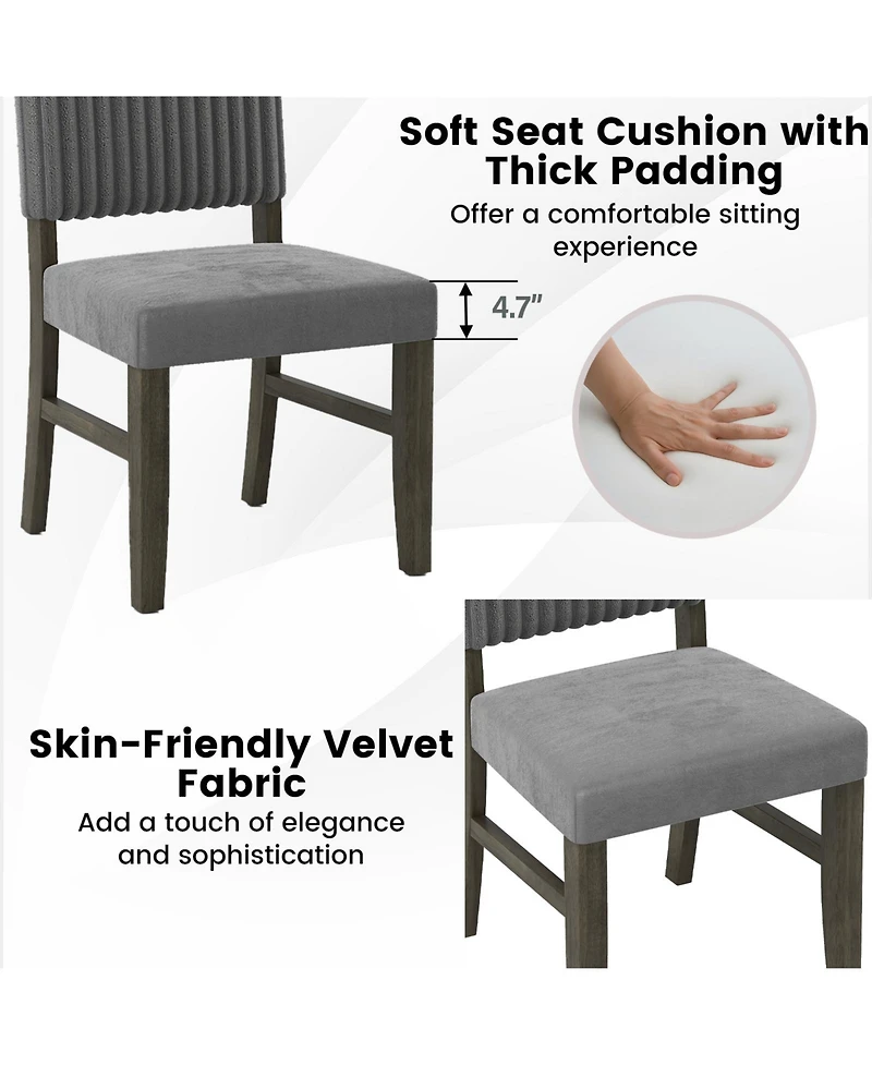 Slickblue Set of 2 Velvet Dining Chairs, Mid Century Modern Upholstered Kitchen Seating