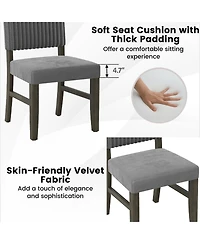 Slickblue Set of 2 Velvet Dining Chairs, Mid Century Modern Upholstered Kitchen Seating