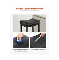 Sugift Bar Stool Set of 2 Pu Leather Counter Height Stools