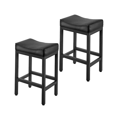 Sugift Bar Stool Set of 2 Pu Leather Counter Height Stools