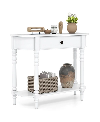 Gouun Retro 36-Inch Console Table with Drawer and Shelf