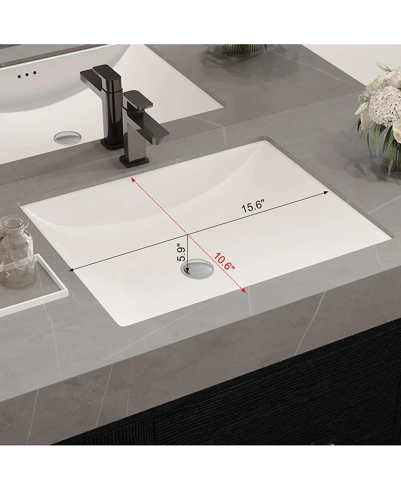 Sillysis 39.4 Inch Floating Bathroom Vanity with Faux Marble Top, Luxury Modern Black Wall Mounted Solid Wood Cabinet and Ceramic Sink