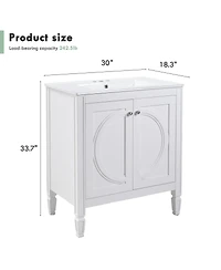 Sillysis 30 Inch Modern Bathroom Vanity with Ceramic Sink, No Assembly Required, Soft-Close Doors and Ample Storage for Home Bath