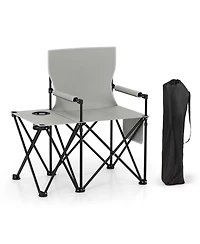 Gouun Oversized Camping Chair with Built-In Side Table and 2 Storage Pockets, Portable Folding Seat
