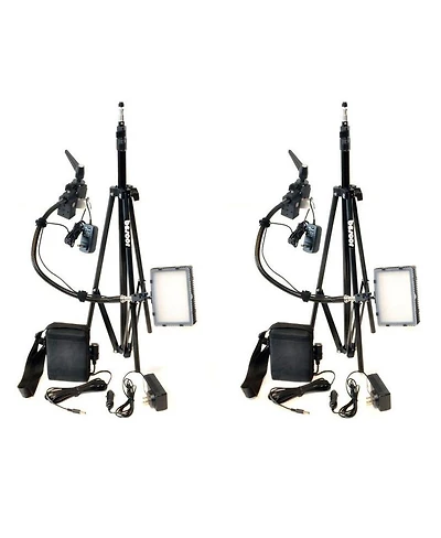Bescor Grip-182KB Gripper Gooseneck 2-Light Kit, Includes Fp-180 Dimmable Led Lights, Gooseneck Arms, Gripper Clamps, Ac-180 Power Supply