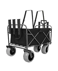 Mondawe 500lbs Foldable Steel Storage Wagon Utility Carts w/ Waterproof Fishing Cart with Rod Holders