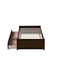 Sailvan Bed with 2 Drawers, Solid Rubber Wood
