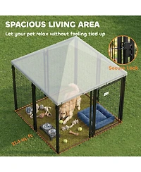 Paw Hut Lockable Dog House Kennel with Water-resistant Roof for Small and Medium Sized Pets, 4.6' x 4.6' x 5'