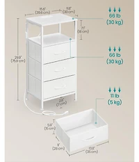 Slickblue Led Smart Bedside Table with Charging Station and App Control