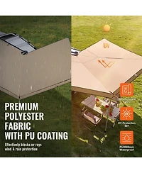 Gouun 270-Degree Vehicle Awning 8.2 ft Height, Retractable Car Side Awning with UV50+ Protection and Storage Bag
