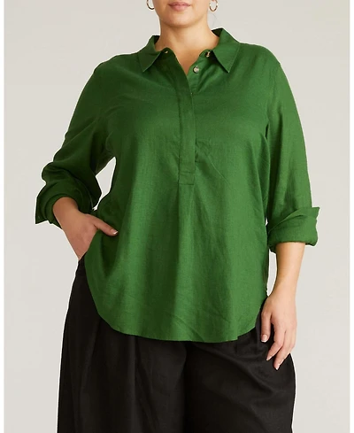 Universal Standard Plus Elbe Popover Stretch Linen Shirt