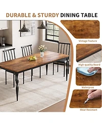 gaomon 71 Inch Rectangular Dining Table for 6, Rustic Farmhouse Kitchen Table with Large Tabletop, Long Wooden Dining Room Table with Heavy Duty Legs