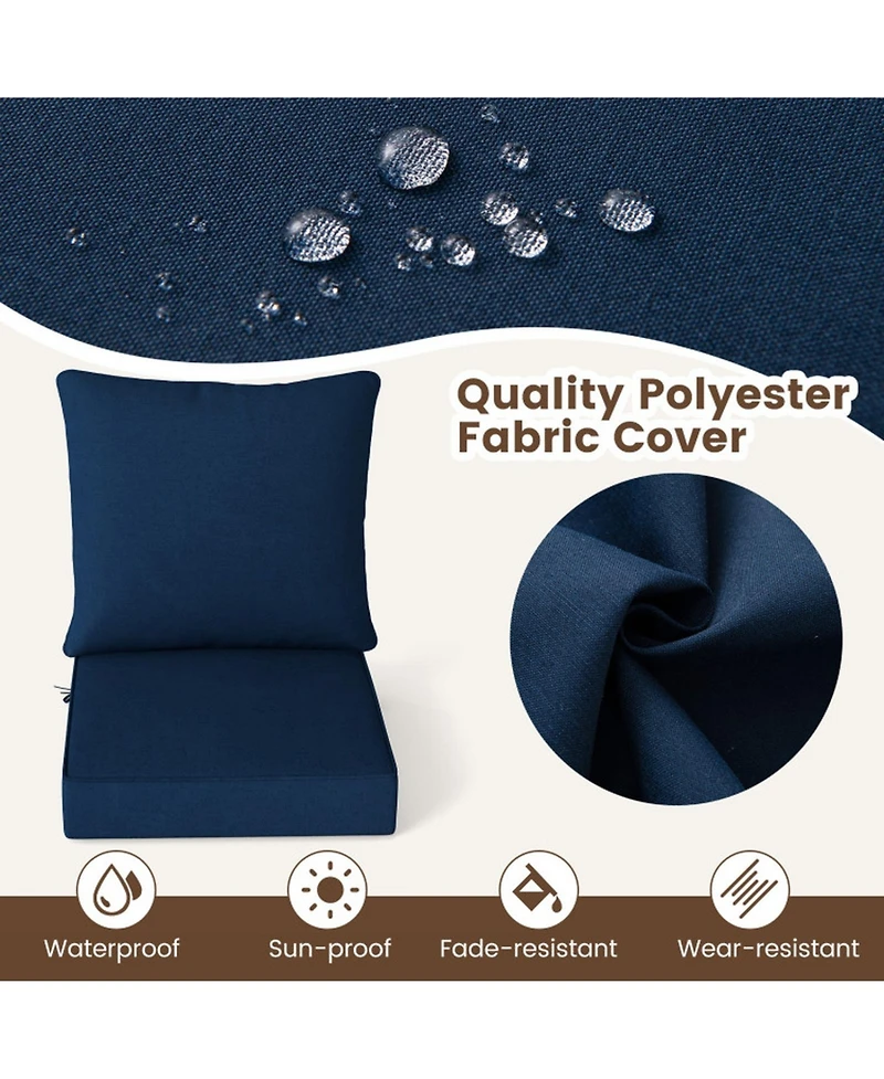 Gouun Deep Seat Outdoor Patio Chair Cushion Pad Set with Rope Tie Belts