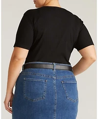 Universal Standard Plus Henley Short Sleeve Ribbed Tee