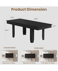 gaomon 63 in-86.6 in Extendable Dining Room Table for 6-10, Farmhouse Kitchen Tables Wooden Sturdy Frame, Large Rectangular Dinner Table