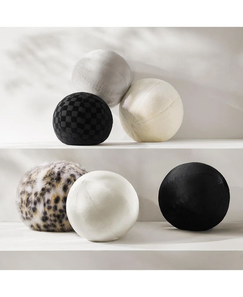 Z Gallerie Spotted Faux Fur Ball Pillow