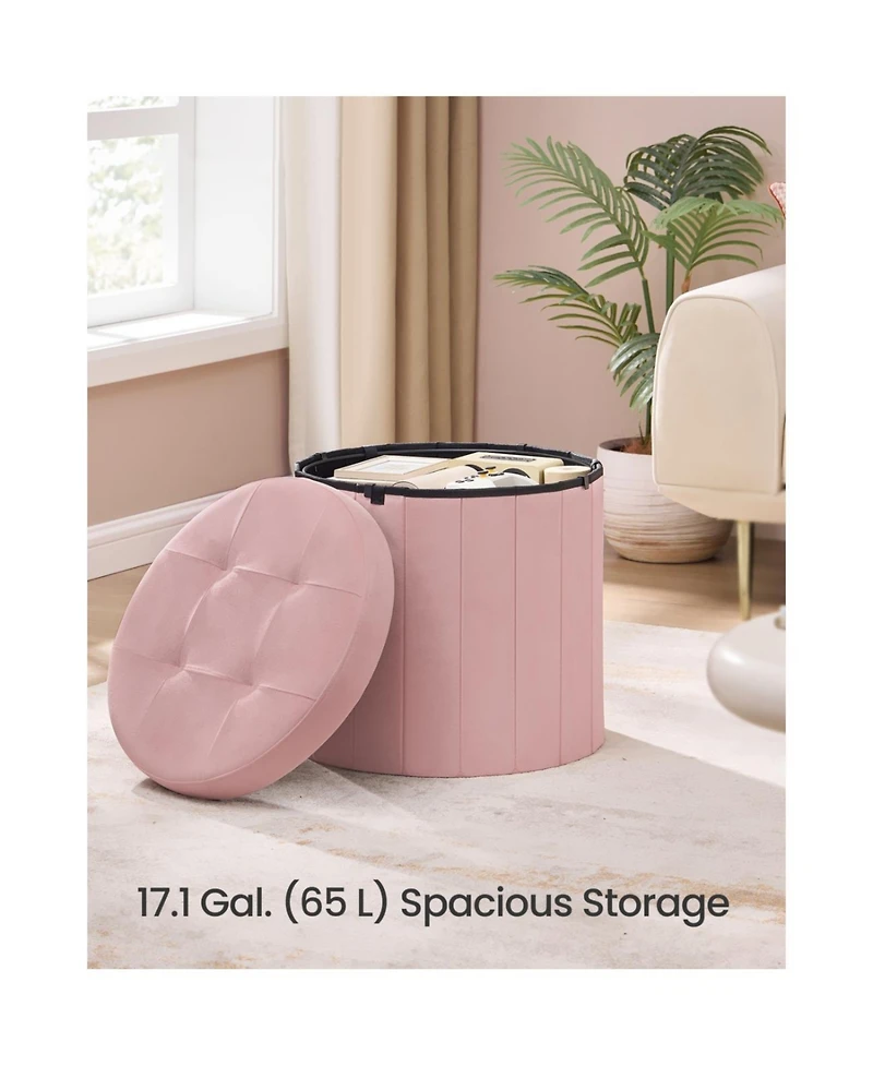 Slickblue Modern Round Storage Ottoman with Removable Top Lid Seat