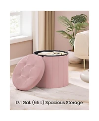 Slickblue Modern Round Storage Ottoman with Removable Top Lid Seat
