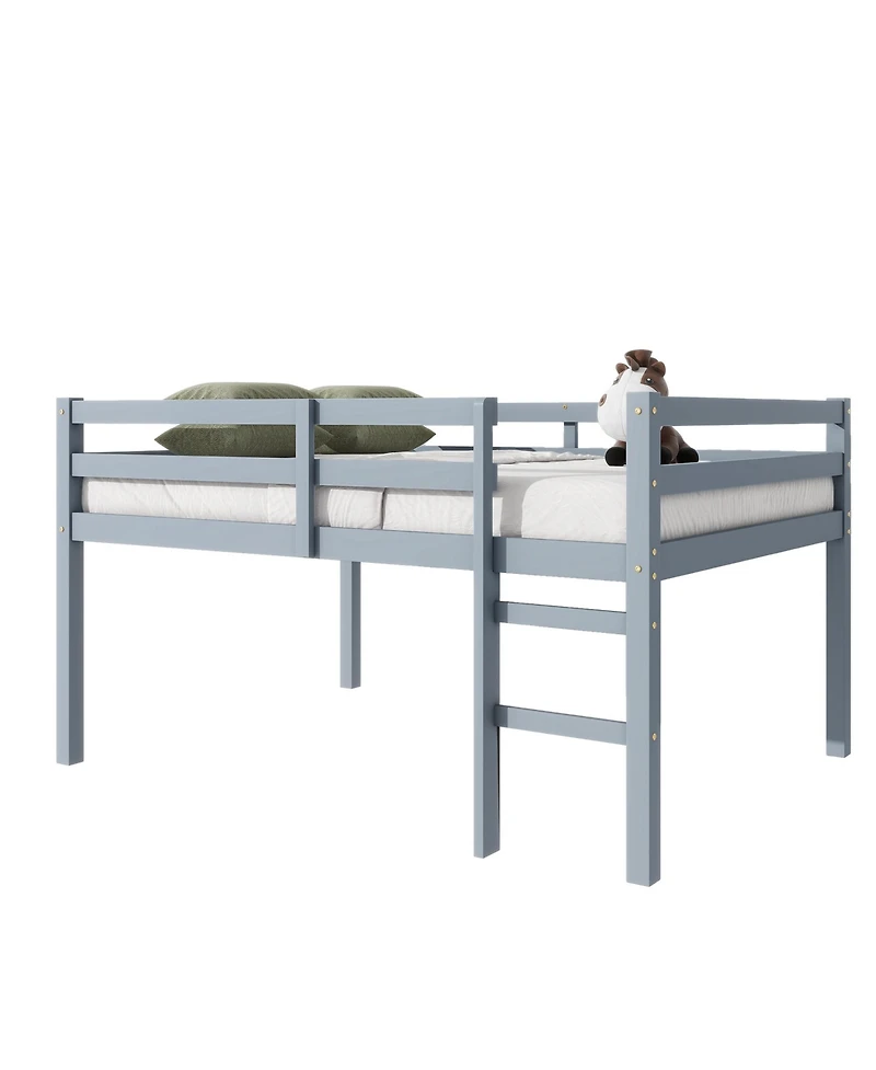 Sailvan Rubber Wood Loft Bed with Ladder