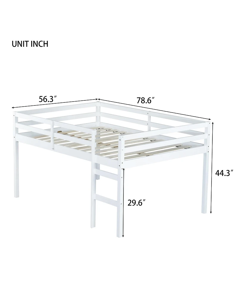 Sailvan Rubber Wood Loft Bed with Ladder