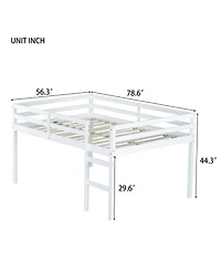 Sailvan Rubber Wood Loft Bed with Ladder